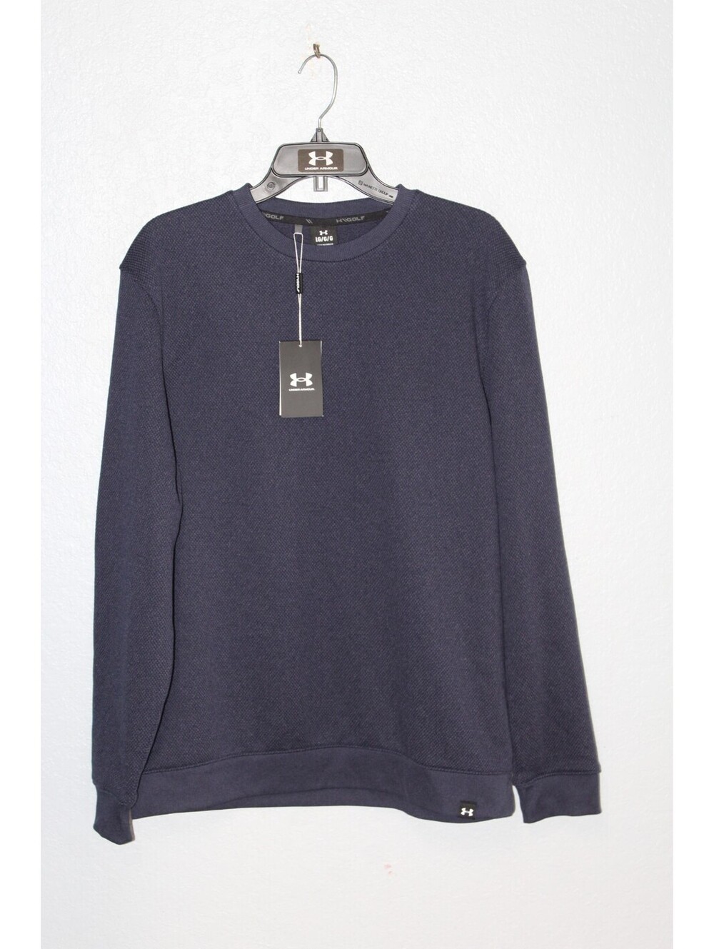 NEW Under Armour Men Blue Drive Storm Golf Sweater Fleece Sweatshirt Crew NWT